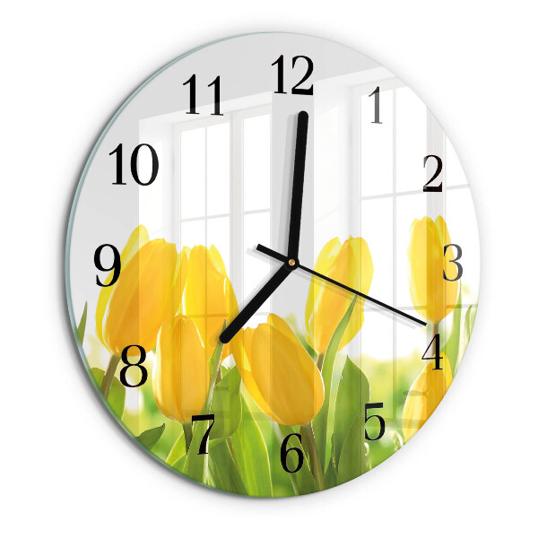 Wanduhr rund Tulpen