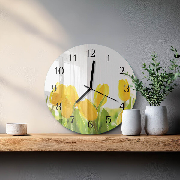 Wanduhr rund Tulpen