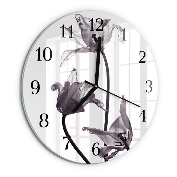 Wanduhr rund Blumen