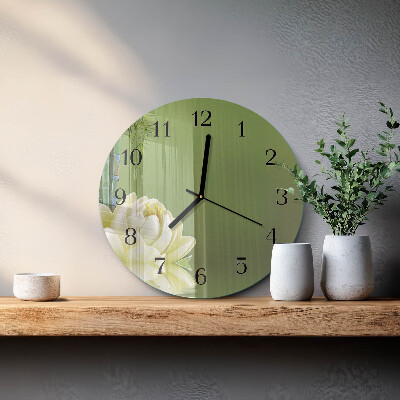 Wanduhr rund Lilie