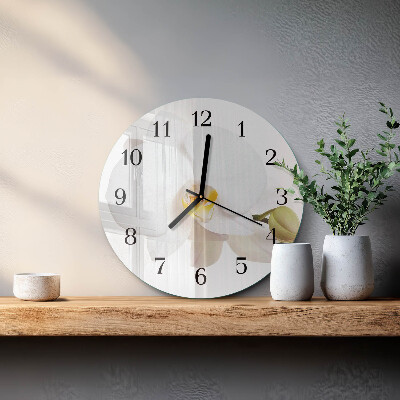 Wanduhr rund Orchidee
