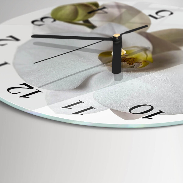 Wanduhr rund Orchidee