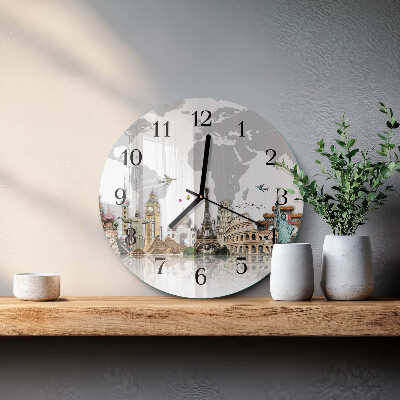 Wanduhr rund Welt