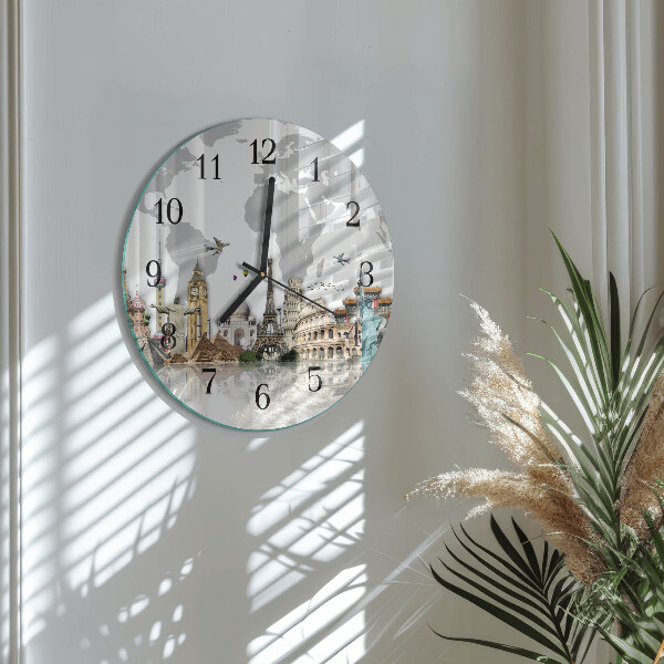 Wanduhr rund Welt