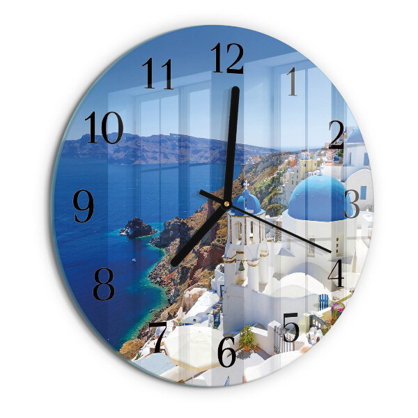 Wanduhr rund Santorini