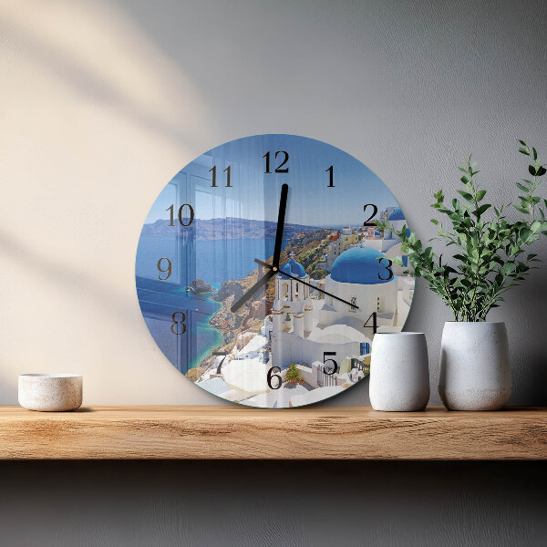 Wanduhr rund Santorini