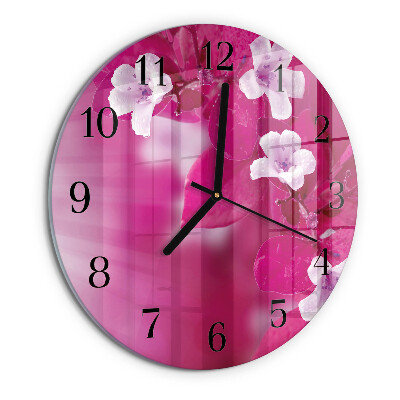 Wanduhr rund Blumen