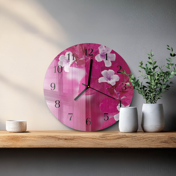 Wanduhr rund Blumen