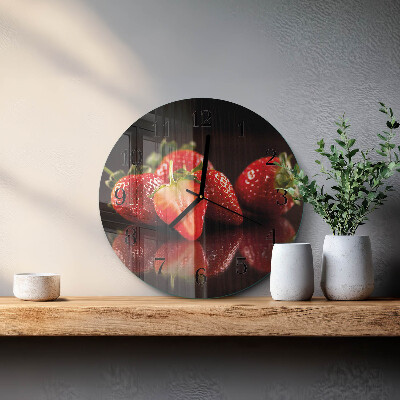 Wanduhr rund Erdbeeren