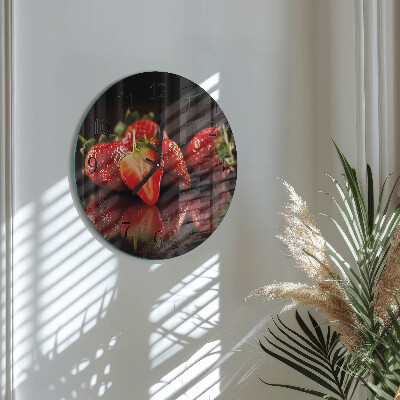 Wanduhr rund Erdbeeren
