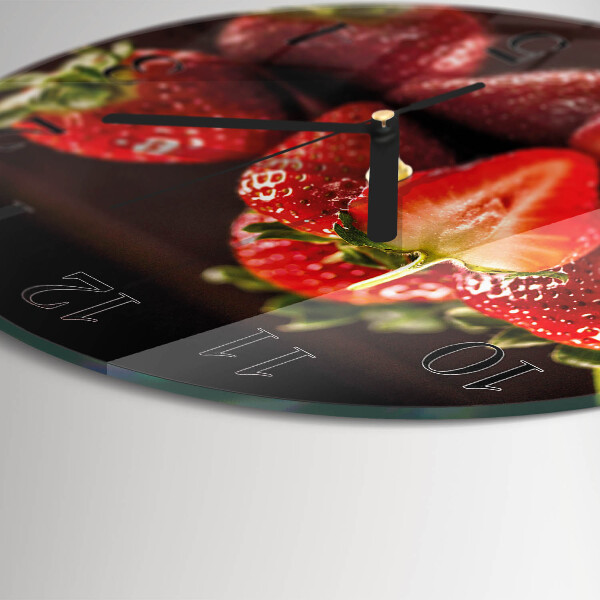 Wanduhr rund Erdbeeren