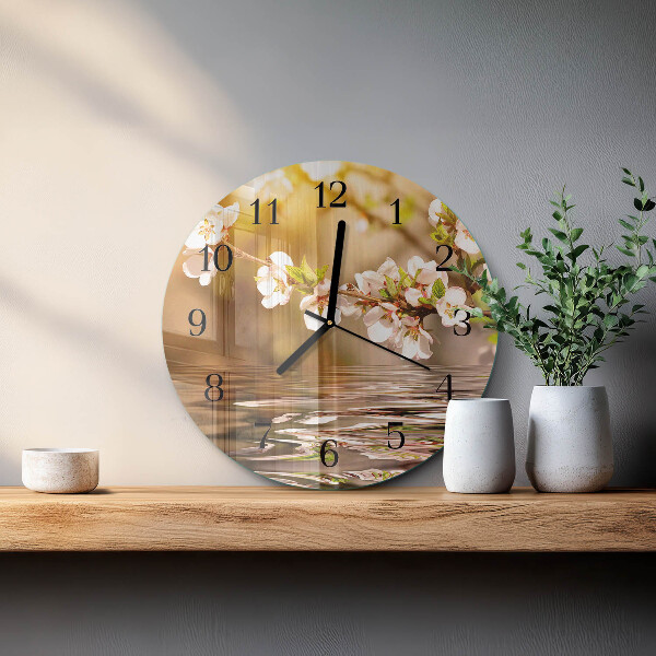 Wanduhr rund Blumen