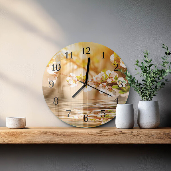Wanduhr rund Blumen