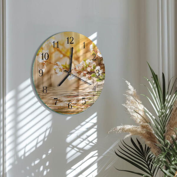 Wanduhr rund Blumen