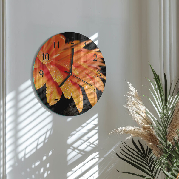 Wanduhr rund Gerbera