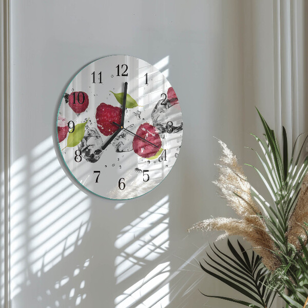 Wanduhr rund Himbeeren