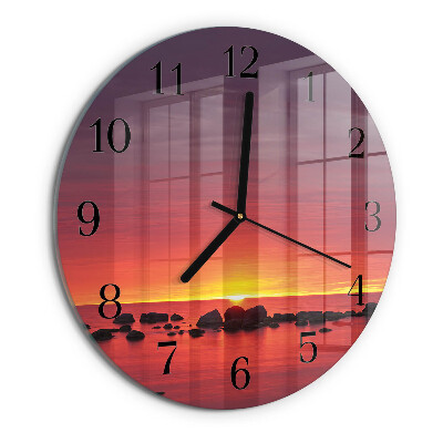 Wanduhr rund Sonnenuntergang