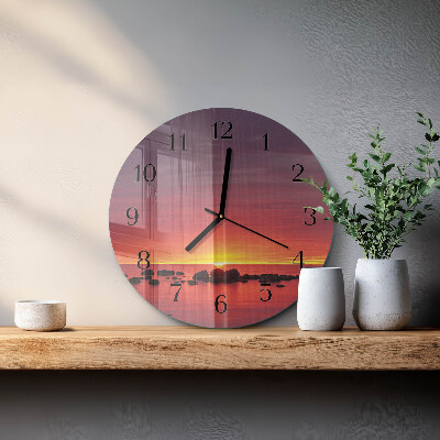 Wanduhr rund Sonnenuntergang