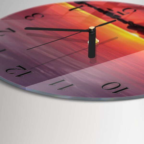 Wanduhr rund Sonnenuntergang