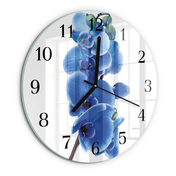 Wanduhr rund Orchidee