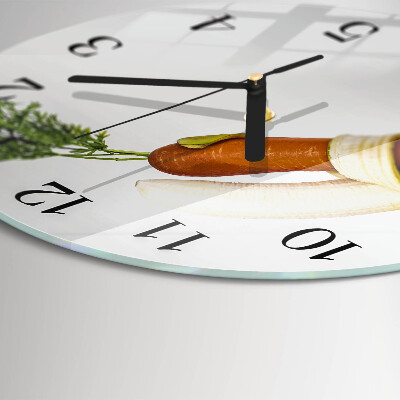 Wanduhr rund Karotten und Bananen