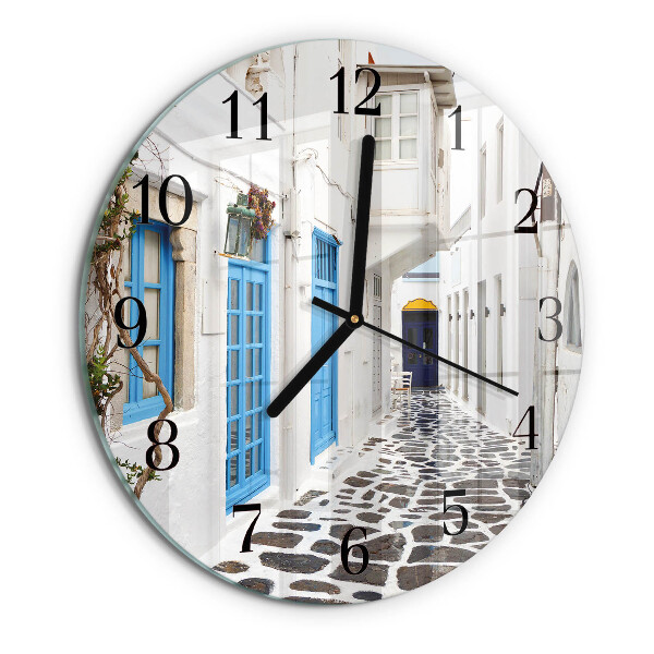 Wanduhr rund Santorini