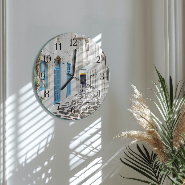 Wanduhr rund Santorini