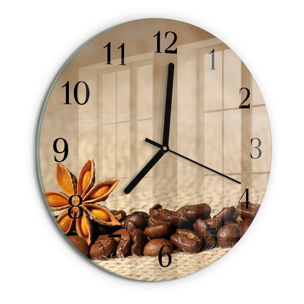 Wanduhr rund Kaffeebohnen
