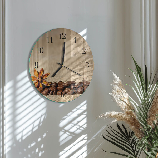 Wanduhr rund Kaffeebohnen