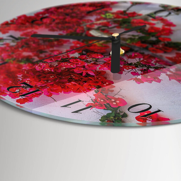 Wanduhr rund Blumen