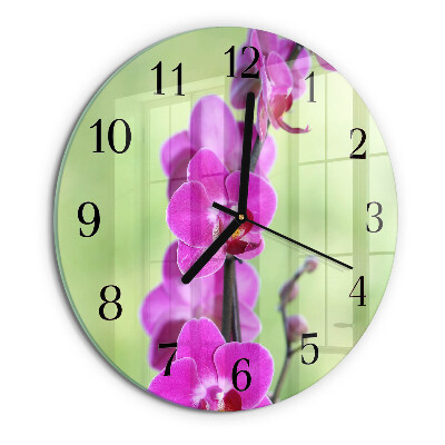 Wanduhr rund Orchidee