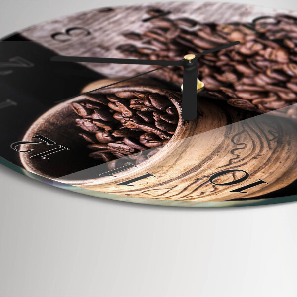 Wanduhr rund Kaffeebohnen