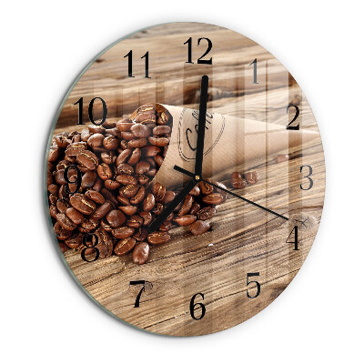Wanduhr rund Kaffeebohnen