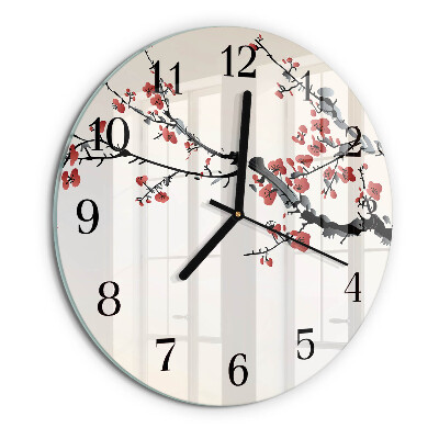 Wanduhr rund Blumen