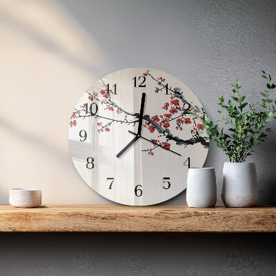 Wanduhr rund Blumen