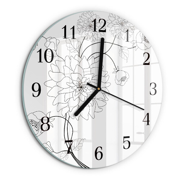 Wanduhr rund Blumen
