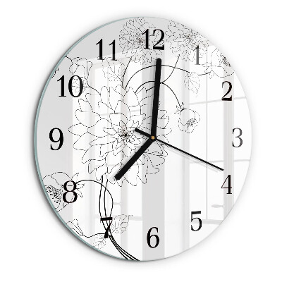 Wanduhr rund Blumen