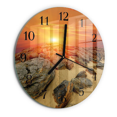 Wanduhr rund Sonnenuntergang