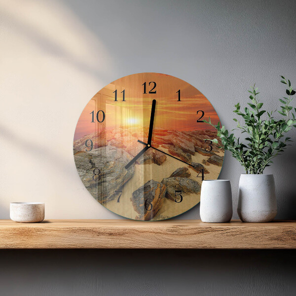 Wanduhr rund Sonnenuntergang