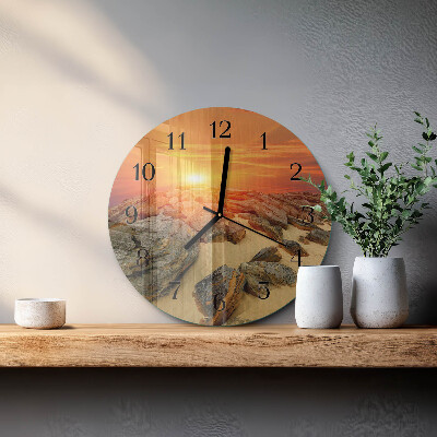 Wanduhr rund Sonnenuntergang