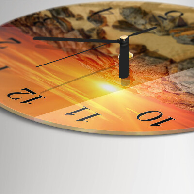 Wanduhr rund Sonnenuntergang