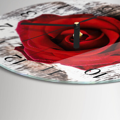 Wanduhr rund Rose