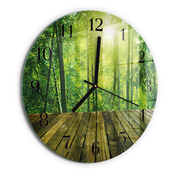 Wanduhr rund Bambus