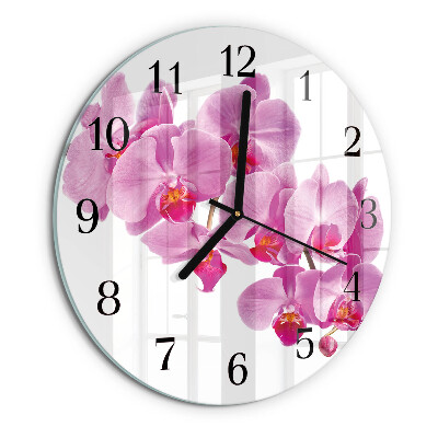 Wanduhr rund Orchidee