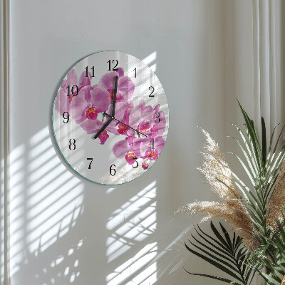 Wanduhr rund Orchidee