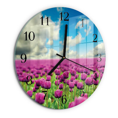 Wanduhr rund Tulpen