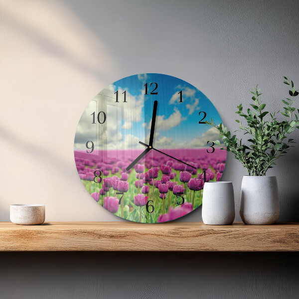 Wanduhr rund Tulpen