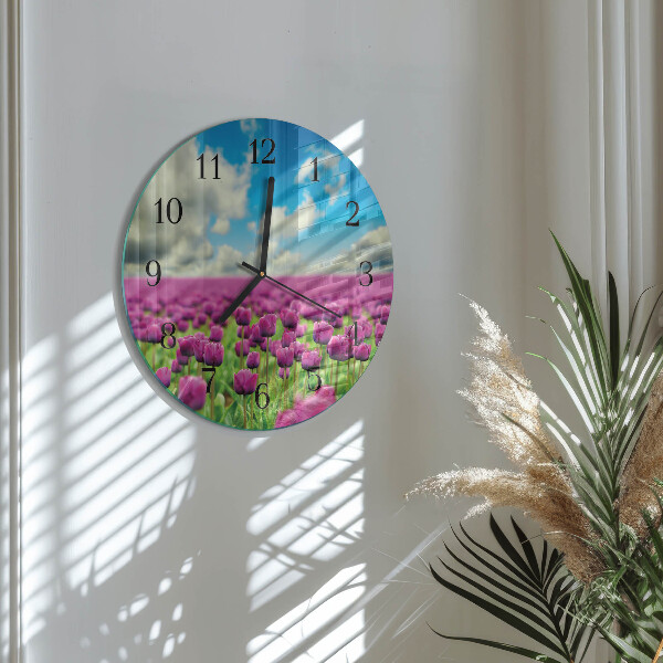 Wanduhr rund Tulpen