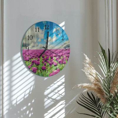 Wanduhr rund Tulpen