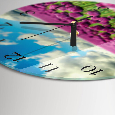 Wanduhr rund Tulpen